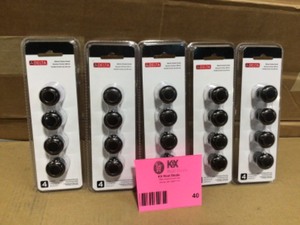 lot 40 image: Lot of 5 Delta Porter 1-14 in. (32 mm) Oil Rubbed Bronze Round Cabinet Knob (4-Pack)   Customer Returns See Terms on Auction