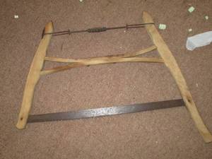 Vintage Wood framed saw with metal ...
