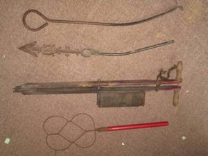 Antique Fireplace tools and dust sw...