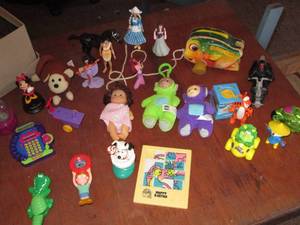 Shoebox with assorted toys from vin...