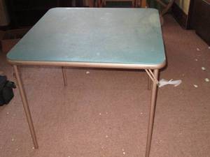 Fold-up card table with Teal covere...
