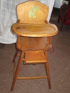 Antique Wooden Baby highchair with ...