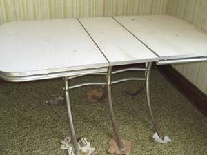 Retro Formica topped table with lea...