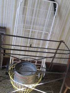 Vintage metal stand, cart, basket a...