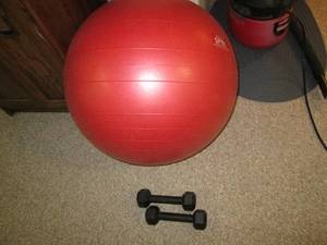 Large exercise Therapy ball and two...