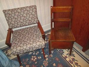 Vintage wooden school style chair a...