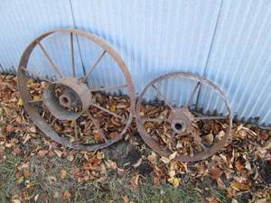 (2) Antique Metal farm implement wh...