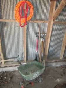 Assorted Wood handle yard tools, Sc...