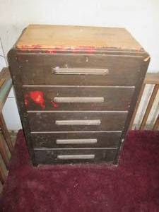 Vintage wood painted 5-drawer highb...