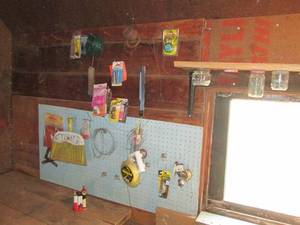 Content of items hanging on shed wa...