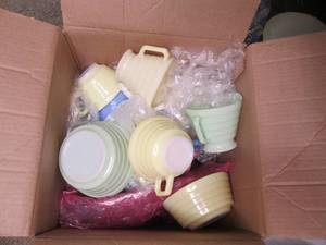 Pastel colored Glass cups, balls, p...