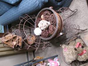 Charming metal and wood decor...