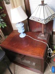 Glass front display stand with 2 la...