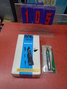 lot 105 image: New Kal Equip multi probe tester with household circuit tester. As shown.