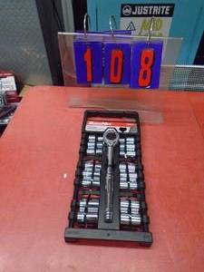 lot 108 image: Duramax 17 piece metric & american socket set. As shown.