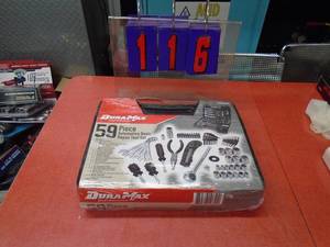 lot 116 image: Duramax 59 piece tool kit. New in the box. As shown.