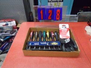 lot 128 image: Flat with metric nut drivers & gloves. As shown.