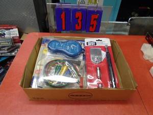 lot 135 image: Flat of inspection mirror, automotive electrical tester. As shown.