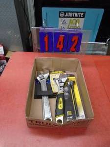 lot 142 image: Flat of cresent wrenches & auger bit. As shown.