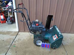 lot 159 image: Craftsman 9 hp 26 snow blower. Good used condition. Tested & works. As shown.