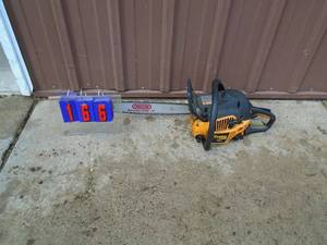 lot 166 image: Poulan 42 18 chainsaw. Newer bar. Nice used condition. Tested & works. As shown.