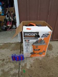 lot 177 image: Rigid wet dry vac. Lightly used. Tested & works. As shown.