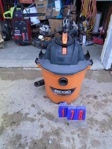 lot 178 image: Rigid wet dry vac. Lightly used. Tested & works. As shown.