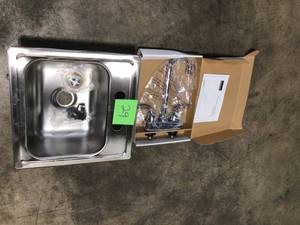 lot 29 image: Elkay 20 Gauge Stainless Steel 15 in. 2-Hole Drop-in Bar Sink Customer Returns See Terms on Auction