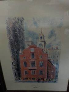 lot 1 image: Old State House Framed 21 x26 in...