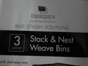 lot 42 image: 3 Pc Stack and Nest Weave Bins...