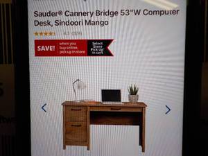 lot 81 image: Sauder Computer Desk Sindoori Mango...