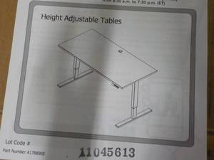 lot 89 image: Adjustable Height DeskTable, 60 W...