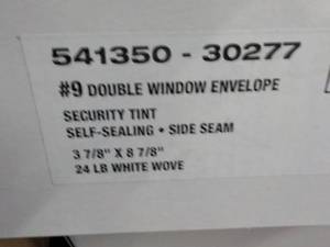 lot 109 image: 1000 #9 Double Window Envelopes...