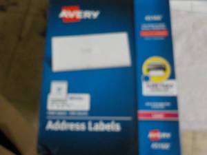 lot 132 image: Box of Avery White Address Labels...