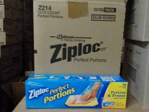 lot 223 image: Case of 12 Boxes Ziploc Perfect Por...