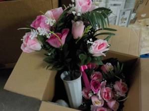 lot 277 image: Artificial Flowers in Ground Vases...