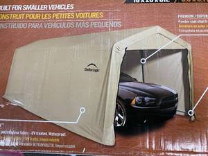 lot 8 image: SHELTERLOGIC 10 x 20 x 8 ft All-Steel Metal Frame Peak Style Roof Instant Garage and AutoShelter with Waterproof and UV-Treated Ripstop Cover
