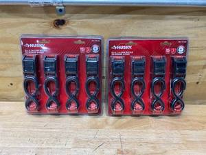 lot 55 image: HUSKY Lot of 2 Packs of- 6 ft. x 1 in. Cam Buckle Tie-Down Straps with S Hook (4 Per Pack)