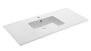 lot 63 image: SWISS MADISON Voltaire49 in. Vanity Top in Glossy White with 1-Basin