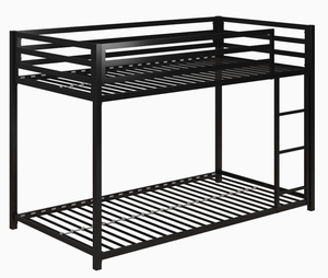 lot 64 image: DHP Miles Metal Bunk Bed, Black, Twin over Twin