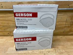 lot 110 image: GERSON Lot of 2-  N95 Pouch Respirator (3230), NIOSH-Approved, Made in U.S.A., One-Size, 50 RespiratorsBox, White