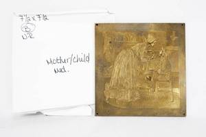 lot 17 image: Vintage Norman Rockwell  Take Your Medicine Brass Embossing Plate
