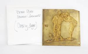 lot 55 image: Vintage Norman Rockwell Costly Light Brass Embossing Plate