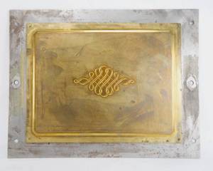 lot 52 image: Vintage Scroll Brass Embossing Plate on Aluminum Plate