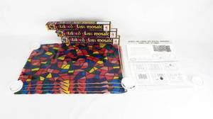 lot 60 image: Lot of 3 Vintage Stained Glass Mosaic Boxes with 4 Rolled Sheets Per Box