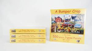 lot 75 image: Lot of 4 Ken Zylla 2011 A Bumper Crop 550 Piece Jigsaw Puzzles