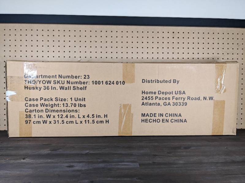 lot 41 image: New Husky Steel Garage Wall Shelf in Black (36 in. W x 9 in. H x 9 in. D)