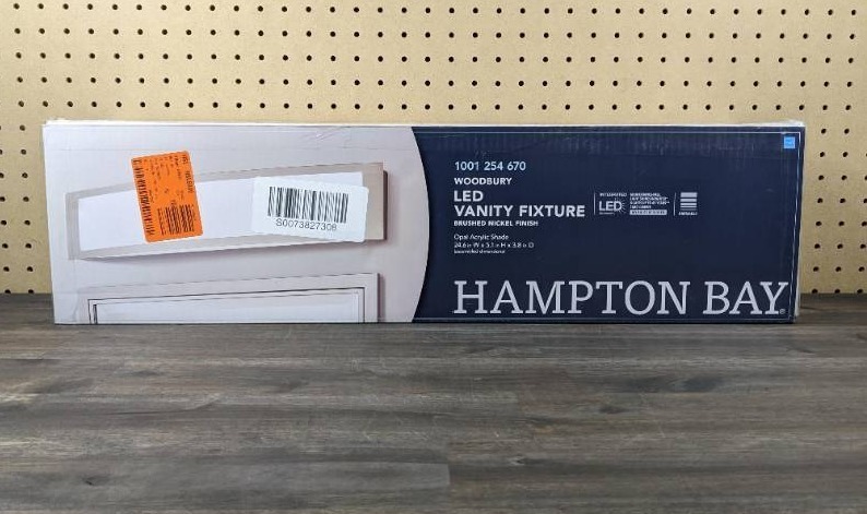 lot 65 image: New Hampton Bay Woodbury 24.5 in. Brushed Nickel Linear LED Vanity Light Bar