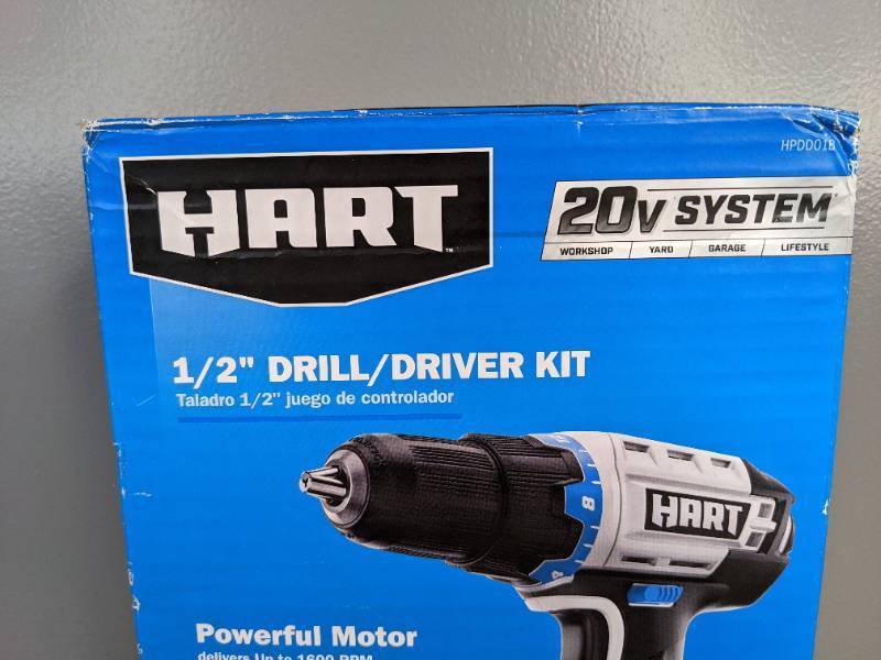 lot 59A image: Brand New HART 20-Volt Cordless 12-inch DrillDriver Kit 1.5Ah Lithium-Ion Battery & Charger 