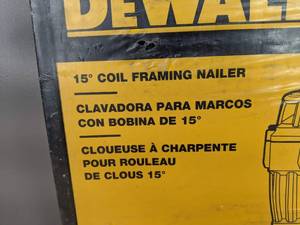 lot 11A image: Brand New DeWalt Pneumatic 15° Coil Framing Nailer 